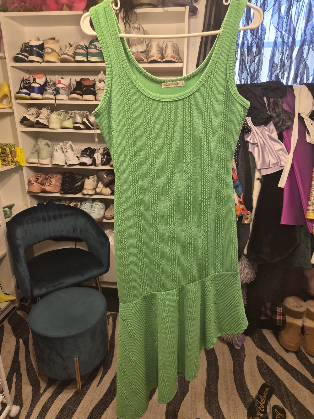 Fashion Nova Bright Green Asymmetrical Knit Dress
